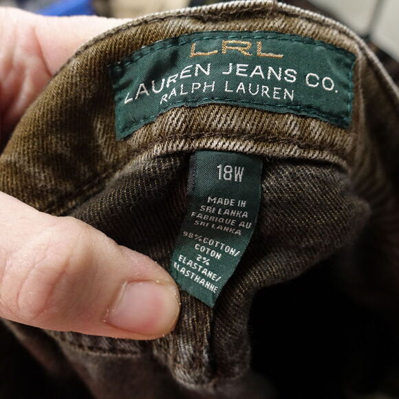 LAUREN RALPH LAUREN JEANS CO CLASSIC STRAIGHT GREEN DENIM JEANS WOMENS 18W 18 - Picture 6 of 8